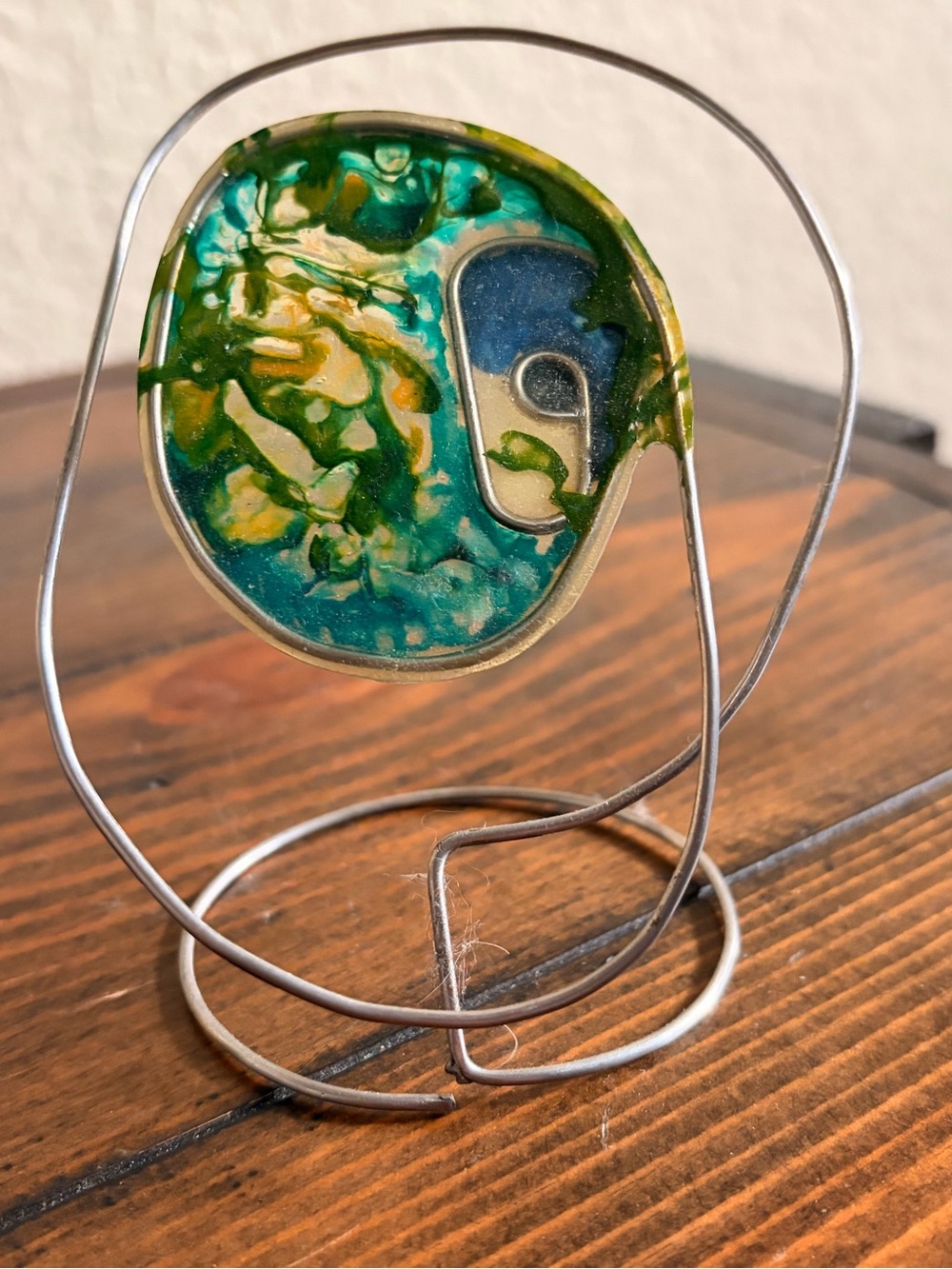 Hand designed Green and Teal Resin Pop-Tab Sculpture - #LagunaBeach